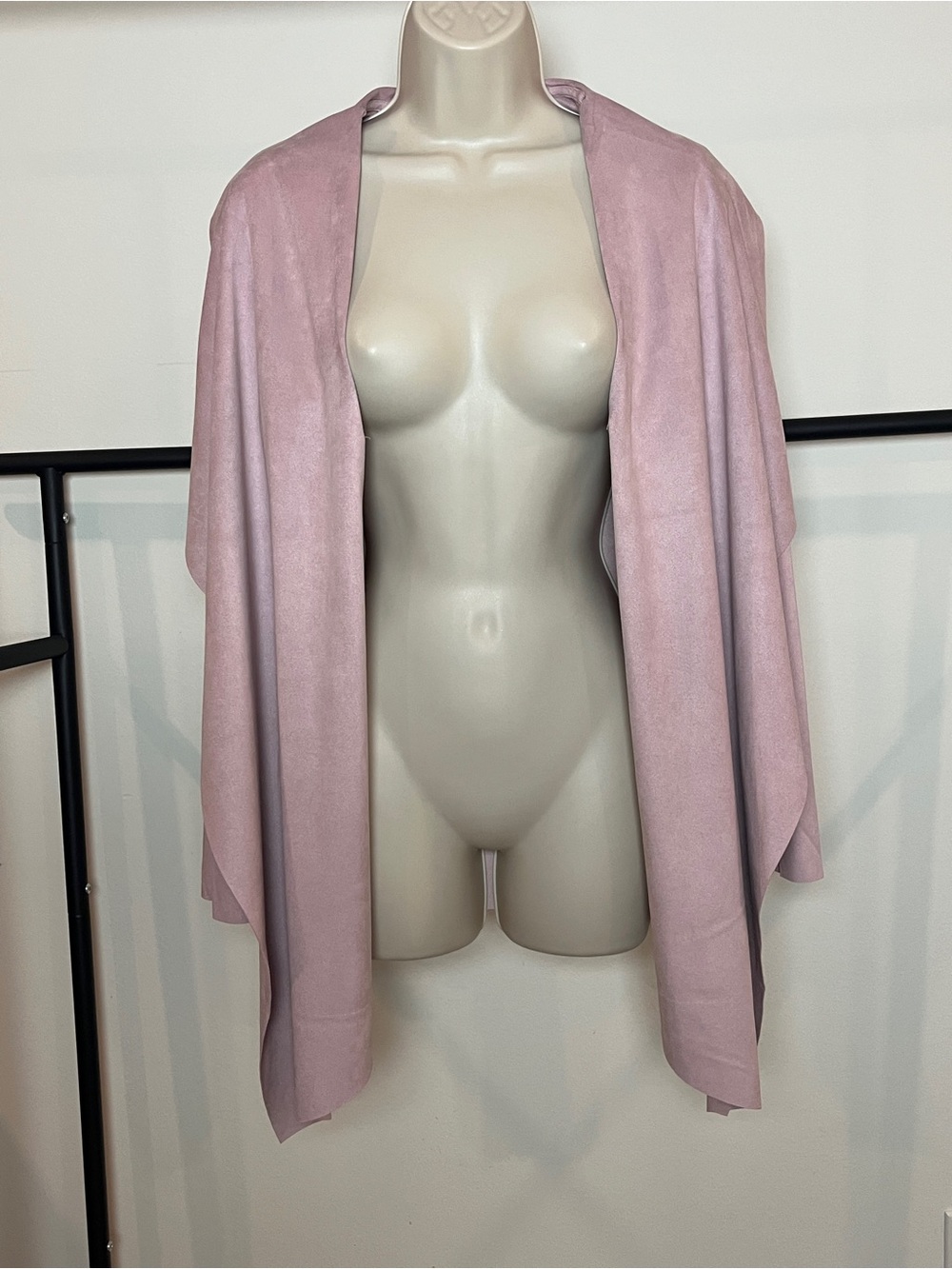 Soft Surroundings Pink Jacket Sweater Draped Open Cottage Boho Suede Medium - Picture 5 of 8